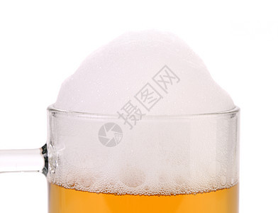把啤酒杯和泡沫一起贴上高脚杯黄色白色啤酒饮料酒吧派对流动金子庆典图片