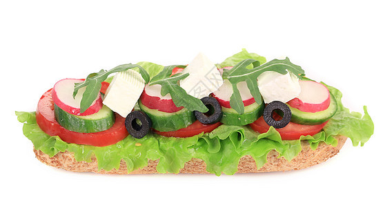 三明治加番茄橄榄和奶酪野餐包子美食午餐食物小吃早餐火腿黄瓜面包图片