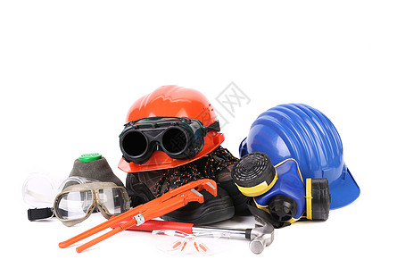 各种工作设备面具安全耳朵金属眼镜锤子呼吸器风镜气体盔甲图片