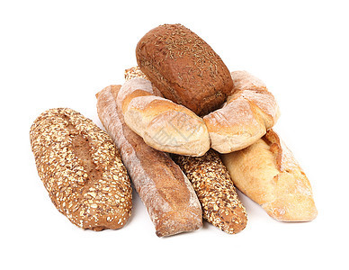 棕色面包和白面包面粉大麦香料小吃烘烤正方形植物脆皮调味品食物图片