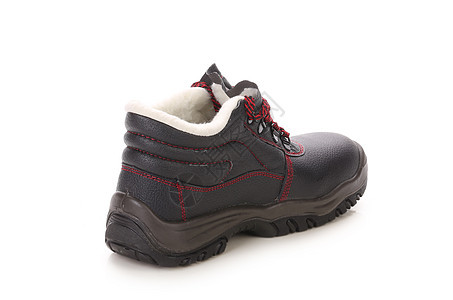 黑色男子的靴子和红色蕾丝运动细绳旅游鞋类旅行衣服崎岖几个月活动橡皮图片