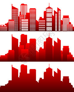 城市天际红色坡度建筑学建筑物办公室全景建筑景观房子插图图片