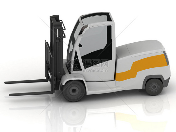孤立的电动叉车卡车船运架子送货卸载工作货运建造车辆插图图片