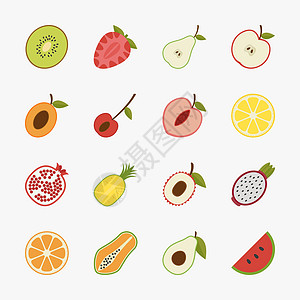 白色背景的水果图标图片