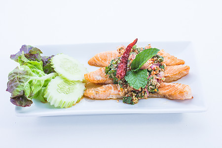 香辣鲑鱼饮食午餐蔬菜炙烤餐厅菜单烹饪海鲜烧烤食物图片