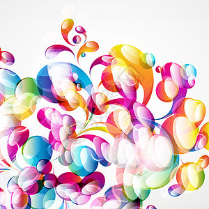 抽象的彩色弧滴背景 矢量网络墙纸气泡圆圈彩虹流动商业光谱作品插图图片
