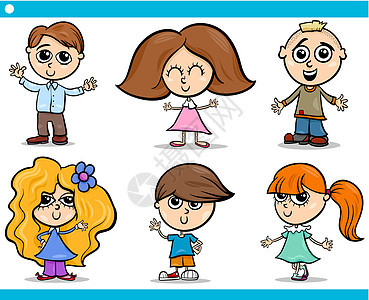 可爱的小孩漫画片集团体绘画孩子们儿童吉祥物收藏乐趣幼儿园插图男生图片