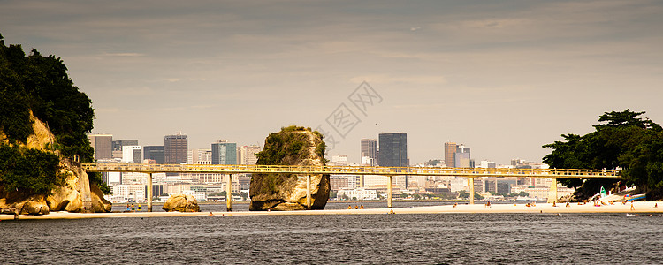 Niteroi的Viagem岛地标城市岩石海洋景观风景天际全景蟒蛇背景图片