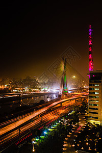 夜间在圣保罗的桥梁景观地方假期风光地标交通目的地建筑城市运输图片