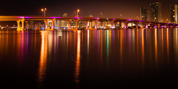 夜间麦克阿瑟高速公路桥摄影长堤水平全景旅游运输目的地海洋外观建筑图片