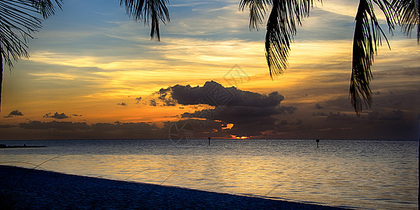日落时的海洋地平线海滩水平旅游目的地风景全景假期摄影场景图片