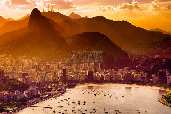 里约热内卢市建筑学日落风景摄影目的地结构山脉旅游海洋住宅图片