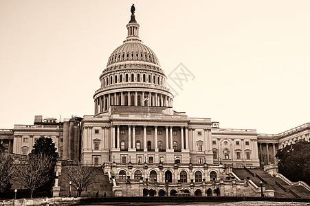美国国会大厦建筑圆顶翅膀直流电建筑学棕褐色历史高清图片