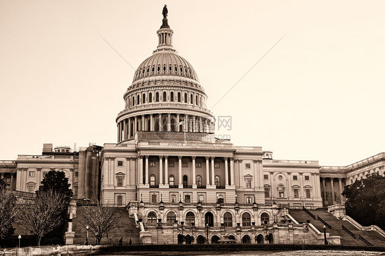 美国国会大厦建筑圆顶翅膀直流电建筑学棕褐色历史图片