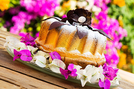 盘子上的瓜凝糖蛋糕生日虱子木头蛋糕糕点手工早餐玫瑰大理石海绵图片