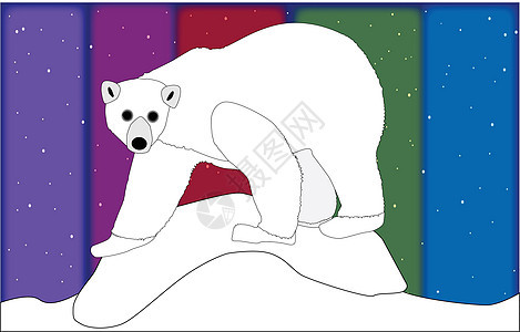 北极熊艺术品白色冷冻插图苔原图纸北极光季节温度蓝色图片