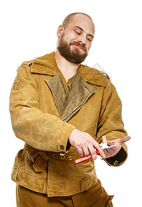 长刀的胡子人职业安全管道修理工商业建设者工具维修电工男性图片