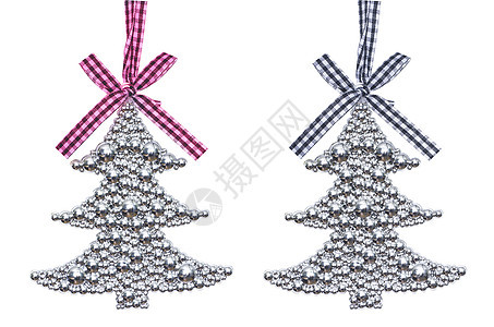 银圣诞树装饰品白色新年装饰传统明信片照片乐趣珠宝风格图片