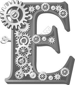 机械手表芯机械字母表技术工程插图艺术工程师工作金属发条蒸汽齿轮插画
