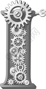金属朋克机械字母表引擎机器工具发条玩具蒸汽艺术字体金属车轮插画