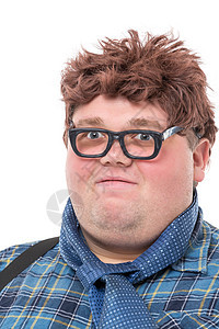 超重肥胖的年轻男子男人享受眼镜乡巴佬图片