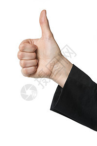 女商务人士举起手来手臂白色商业拇指手指皮肤优胜者手势协议女性图片