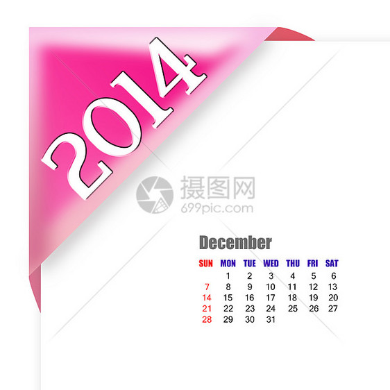 2014年12月日历命令红色组织空白活页插图备忘录记事本日记笔记图片