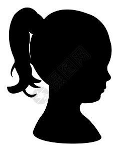 儿童头环影矢量马尾辫黑色女孩女性轮廓剪影资料白色插图女儿图片