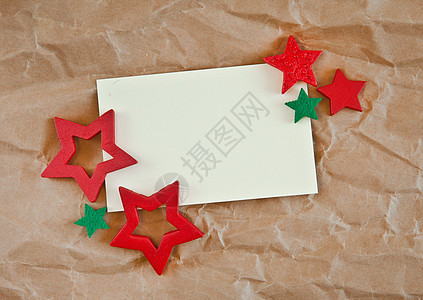 带有圣诞节影印空间的礼品卡星星毛毡时候红色贺卡标签绿色装饰乡村装饰品图片
