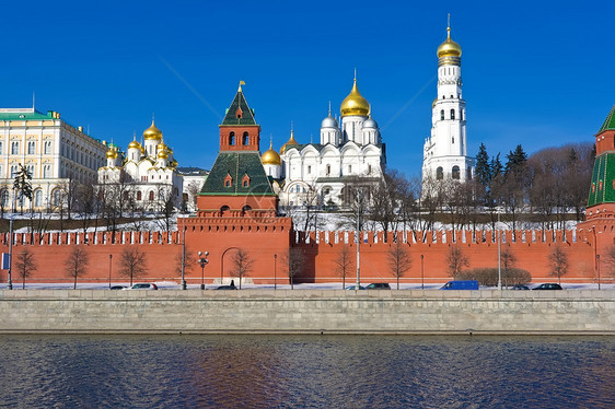 莫斯科克里姆林宫蓝色建筑学天空红色历史教会景观建筑场景圆顶图片