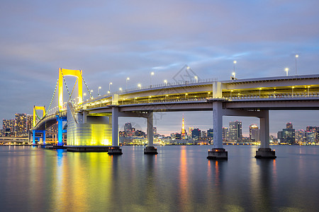 东京彩虹桥日落景点地标港口旅行摩天大楼港区目的地旅游地方图片
