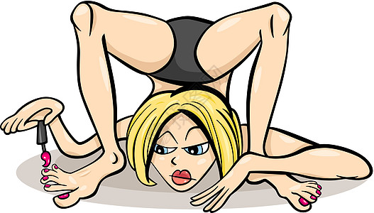 女性在瑜伽姿势中的幽默漫画图片