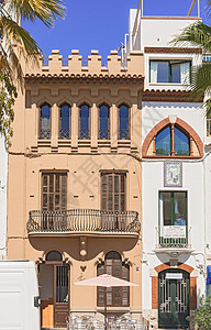 加泰罗尼亚州Sitges老房子的图片视图建筑学景观房子风光城市街道外观地标建筑都市图片