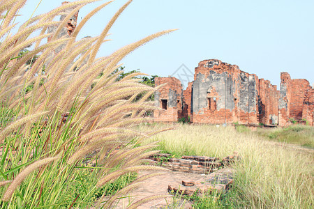 泰国Ayutthaya废旧寺庙古董历史性建筑文化历史艺术旅行宗教崇拜佛教徒图片