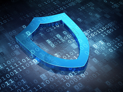 云平台登录隐私概念 数字背景的蓝色蒙面盾牌背景