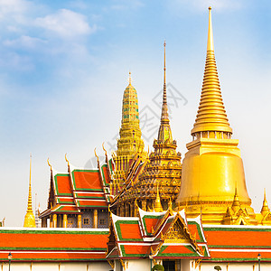 泰国 曼谷 法拉科夫寺庙文化寺庙建筑蓝色宝塔建筑学雕像天空金子旅行图片