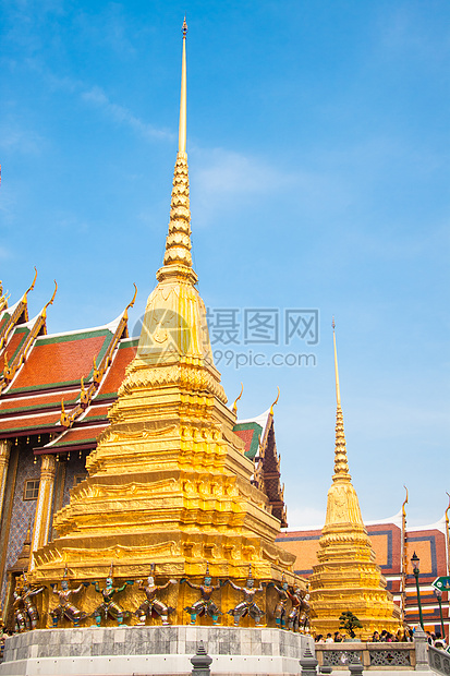 泰国 曼谷 法拉科夫寺庙地标金子假期旅游蓝色建筑学历史天空宝塔旅行图片