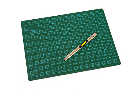 白色背景的绿色切开垫床单办公室公制公告绘画技术网格导游数字宽度图片