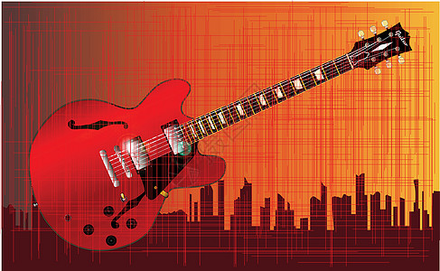 格伦盖市吉他矢量卡片绘画音乐岩石图像图纸爵士乐蓝调城市图片
