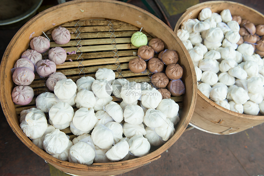 中国蒸包面包美食战俘馒头美味传统竹子点心早餐汽船图片