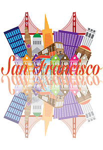 旧金山金门大桥反射活动 旧金山抽象天线金门桥图片