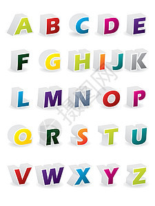彩色 3d 字母表学校笔记幼儿园孩子们教育白色公司学习儿童玩具图片