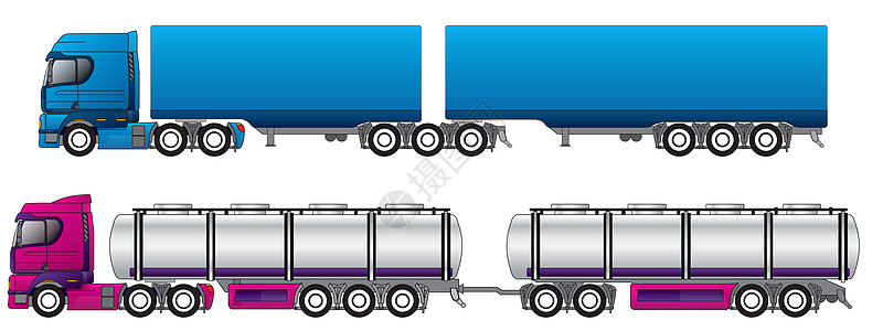 莱斯勒汽车B 双双公路列车插画