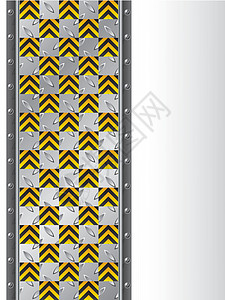 具有警告标志背景的金属板块图片
