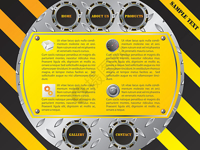 冷酷技术网站模板设计设计齿轮世界警告危险横幅盘子按钮互联网插图公司图片