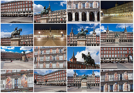 马德里广场市长正方形地标国王纪念碑观光雕像雕塑游客建筑学建筑图片