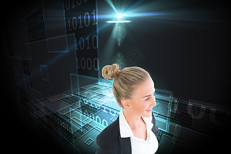 商业妇女地位综合形象的一幅图象蓝色计算机技术窗格连接金发女郎女性计算屏幕头发图片