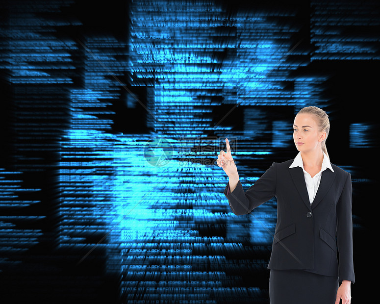 年轻金发女商务人士形象的复合图象浅色女性代码电脑计算女士职业商务技术蓝色图片