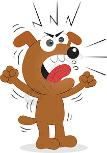 愤怒的狗狗犬类舌头拳头动画片哺乳动物小狗插图乐趣动物园动物图片