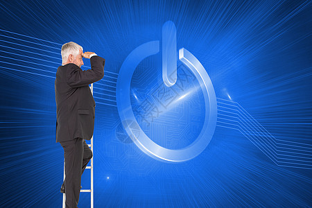 成熟商务人士在阶梯上站立的复合形象按钮职业商业梯子进步线条计算机辉光动机人士图片